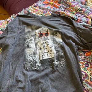 a dark grey oversized t-shirt